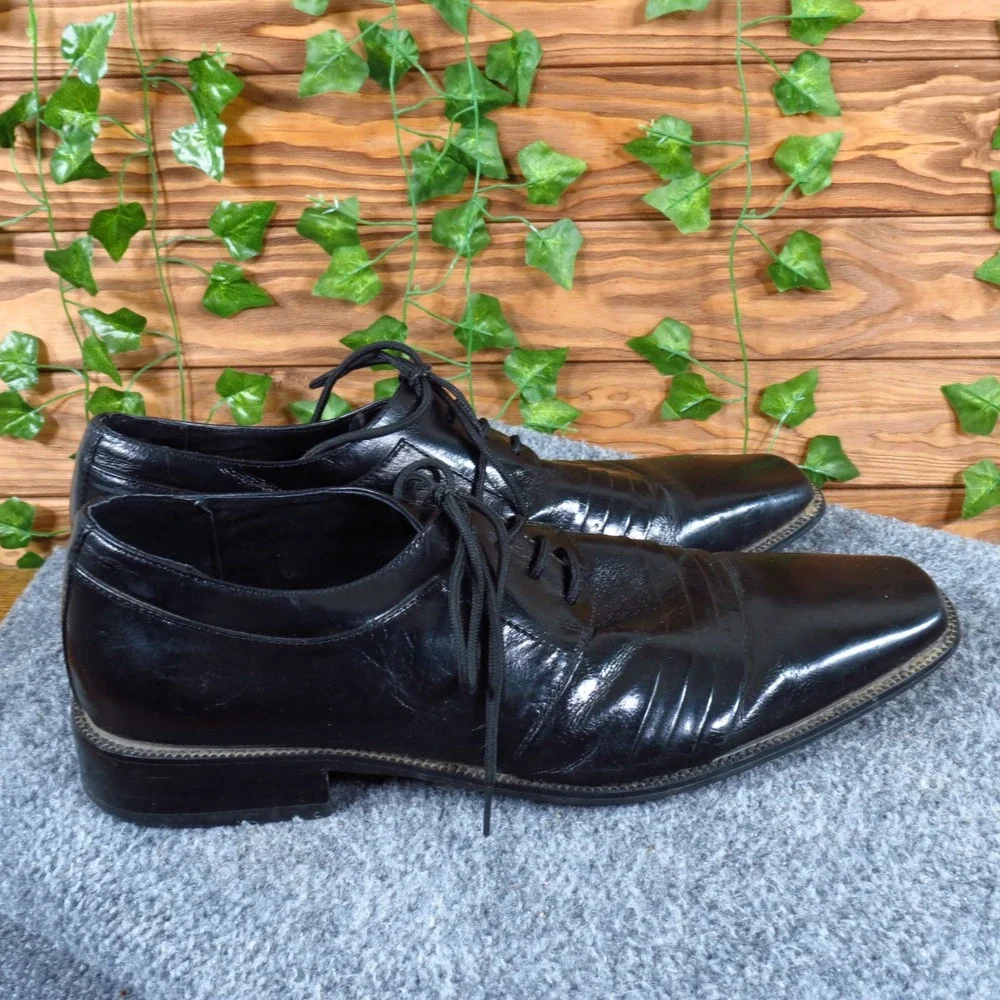 Stacy Adams Raynor Mens Oxford Size‎ 11 Formal Dress Shoes Black Leather Pleated